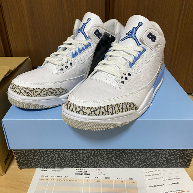 先行オファー購入 AIR JORDAN 3  valor blue 26.5