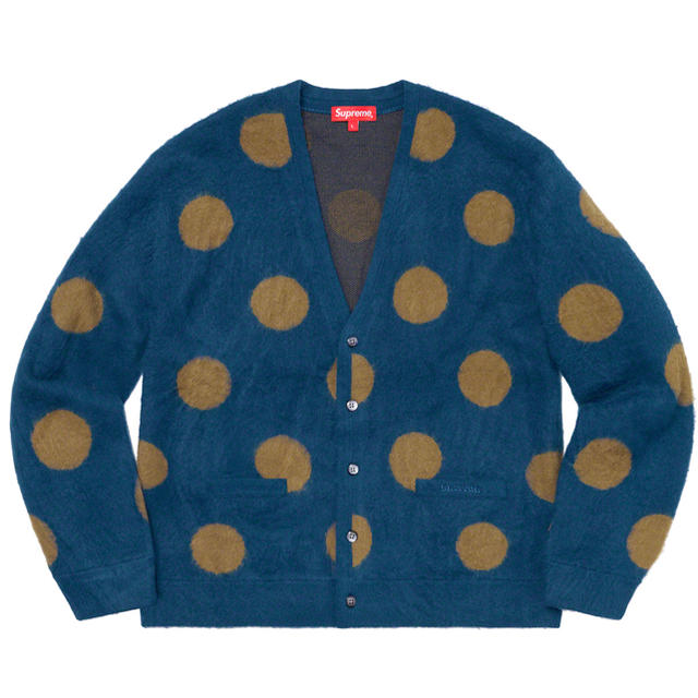 supreme Brushed Polka Dot Cardigan Navy