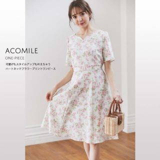 トッコ(tocco)のtocco closet ハートネックフラワープリントワンピース (ひざ丈ワンピース)