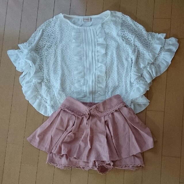 スリリン様専用です。150㎝ 女の子服 上下セット キッズ/ベビー/マタニティのキッズ服女の子用(90cm~)(Tシャツ/カットソー)の商品写真