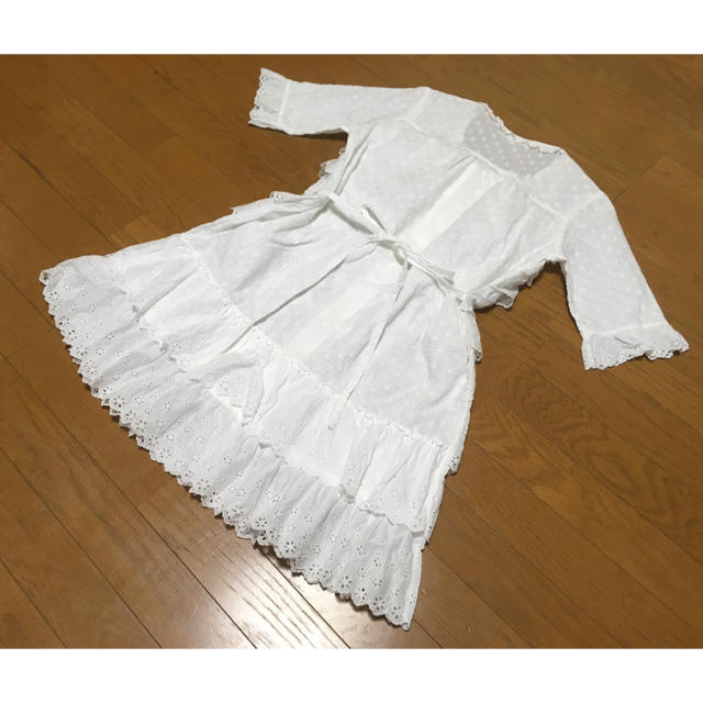 定価39,900円ピンクハウス五分袖ワンピース白エンブロイダリーレースチュニック