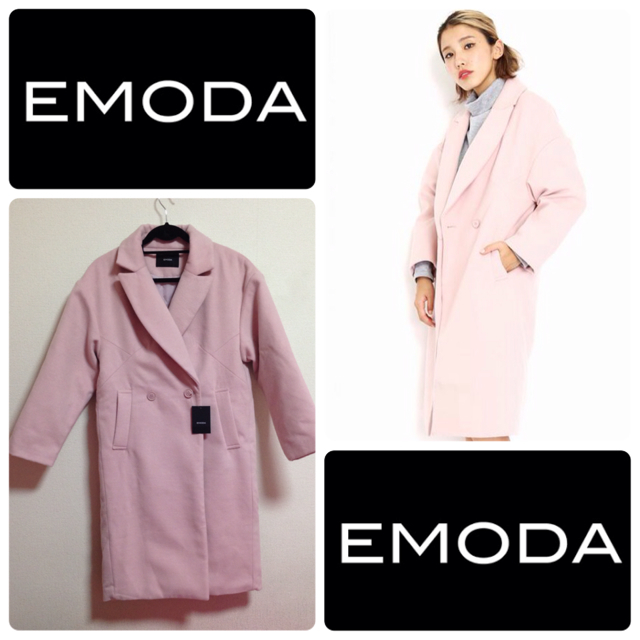EMODA(エモダ)のEMODA Wブレストコート ピンク レディースのジャケット/アウター(ロングコート)の商品写真