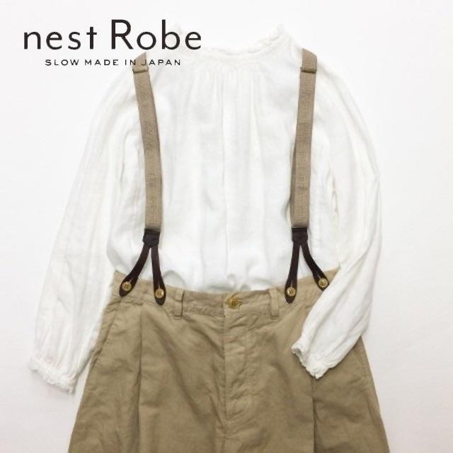 nest Robe(ネストローブ)のnest Robe✨ネストローブ リネン 平ゴム 牛革使用 サスペンダー レディースのファッション小物(サスペンダー)の商品写真