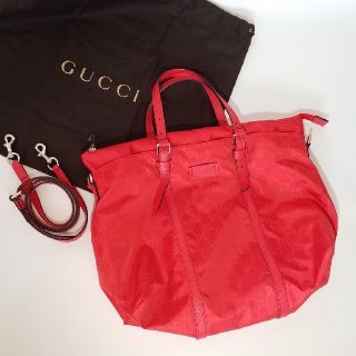 グッチ(Gucci)の【GUCCI】GG柄レザーストラップ付ナイロントートバッグ☆新品(トートバッグ)