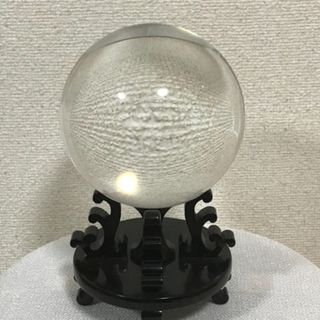 溶解水晶　直径13cm木製台座付き