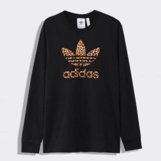 アディダス(adidas)の【新品】アディダスオリジナルス　長袖Tシャツ　サイズL ブラック　レオパード(Tシャツ/カットソー(七分/長袖))