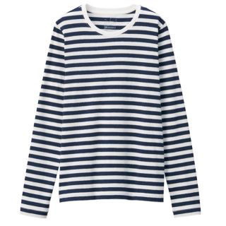 ムジルシリョウヒン(MUJI (無印良品))のオーガニックコットンストレッチ　クルーネック長袖Tシャツ(カットソー(長袖/七分))