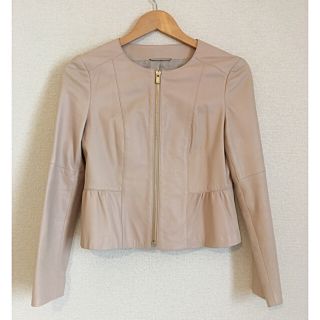ANAYI - ♡美品♡《ANAYI》ラムレザーペプラム ノーカラージャケットの