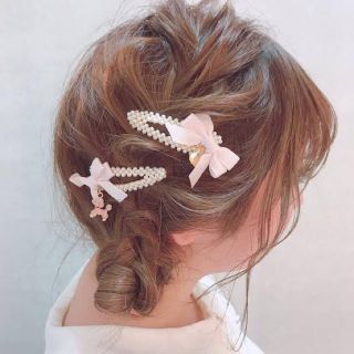 リズリサ(LIZ LISA)の【新品】LIZ LISA パールリボンヘアクリップ ミント(バレッタ/ヘアクリップ)