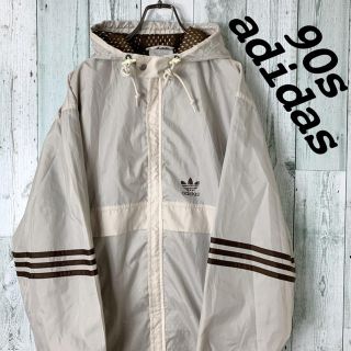 アディダス(adidas)の【アースカラー】アディダス 90s ロゴ ナイロン ジャケット 茶 ベージュ(ナイロンジャケット)