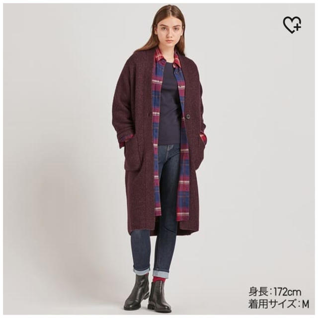 UNIQLO(ユニクロ)のユニクロ　ツイードニットコート レディースのジャケット/アウター(ニットコート)の商品写真