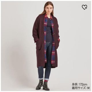 ユニクロ(UNIQLO)のユニクロ　ツイードニットコート(ニットコート)