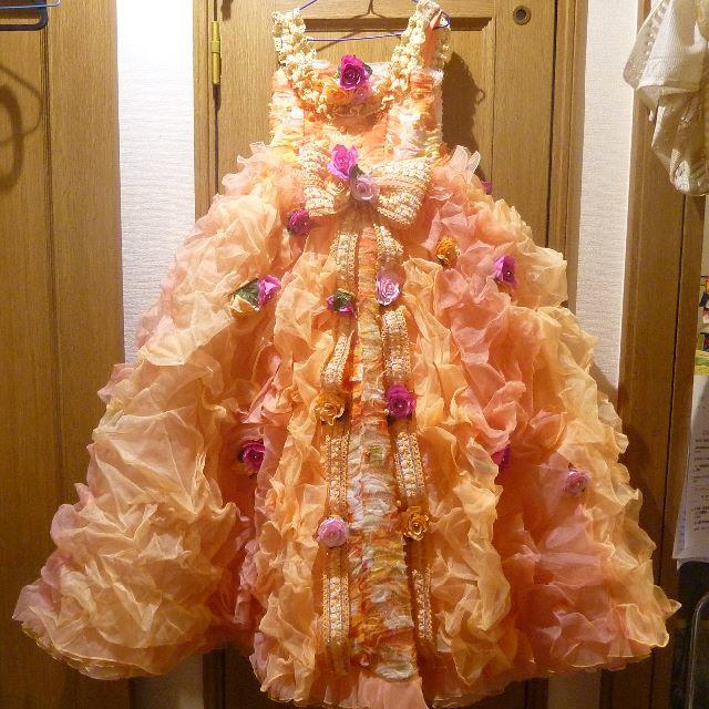 スタジオ撮影使用　子供用ドレス（オレンジリボン）　サイズ７