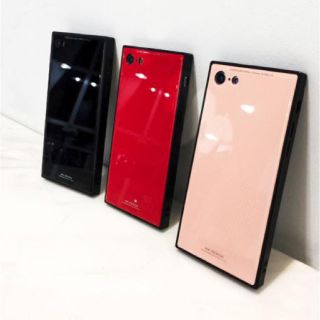 iPhoneハードケース 鏡面 スクエア型 ブラック iPhone7/8(iPhoneケース)