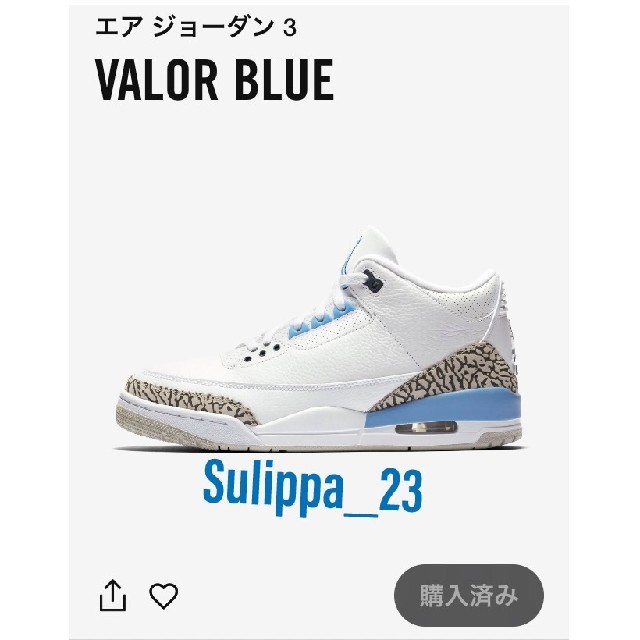 Air Jordan 3 valor blue 27cm