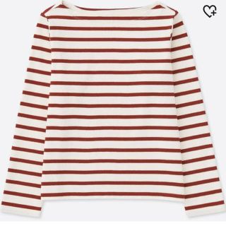 ユニクロ(UNIQLO)のユニクロ ボーダーボートネック 赤(カットソー(長袖/七分))