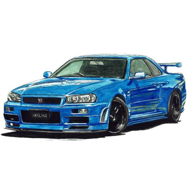 NC-388 GT-R R34/R32限定版画 直筆サイン額装済●作家平右ヱ門 2