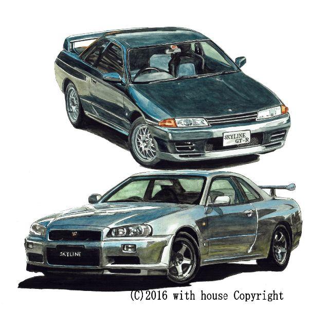 NC-389 GT-R R34/R32限定版画直筆サイン 額装済●作家平右ヱ門 1