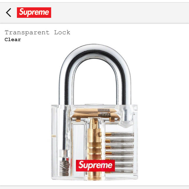 supreme 20SS WEEK2 Transparent Lock