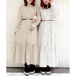 アルシーヴ(archives)の専用★archives ドット柄ワンピース　1度着用のみ美品(ロングワンピース/マキシワンピース)