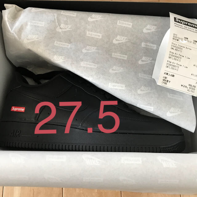 supreme air force 1 BLACK 黒 27.5