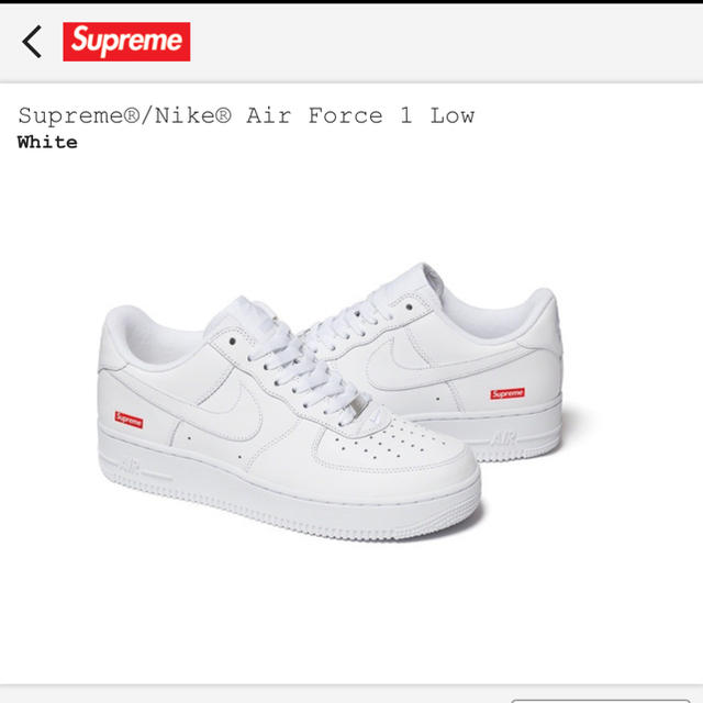 靴/シューズSupreme Air Force 1 白 White