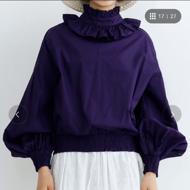 merlot(メルロー)のmerlot フリルハイネックバルーン袖シャーリングブラウス レディースのトップス(シャツ/ブラウス(長袖/七分))の商品写真