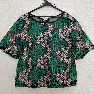 ローズバッド(ROSE BUD)の【美品】ROSE BUD  ローズバット　シアー　刺繍　トップス(カットソー(半袖/袖なし))