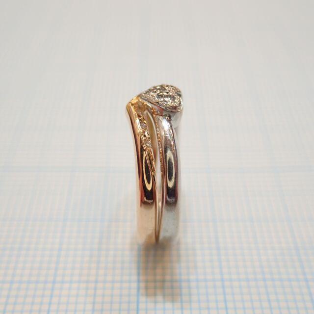 □STAR JEWELRY K18WG/K18PG ダイヤモンドリングハートV字 □STAR JEWELRY K18WG/K18PG ダイヤモンドリングハートV字