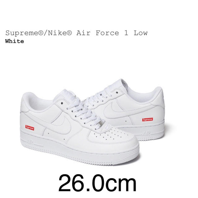 26.0cm supreme nike AIR FORCE1 white