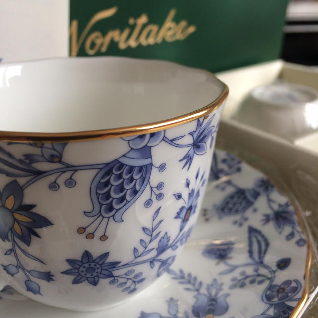 Noritake(ノリタケ)のNoritake ブルーソレンティーノ ペア コーヒーカップ&ソーサー インテリア/住まい/日用品のキッチン/食器(グラス/カップ)の商品写真