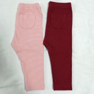 ユニクロ(UNIQLO)のリブレギンス　ピンク　レッド　2枚セット(パンツ)