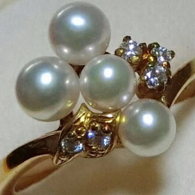 MIKIMOTO k18 パール リングサイズ直しの跡があります