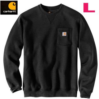 カーハート(carhartt)の美品 カーハート  Vガゼット ポケット付裏起毛スウェット BLK L(スウェット)