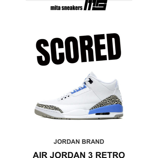 NIKE(ナイキ)の国内正規品「AIR JORDAN 3 RETRO "UNC“」ジョーダン3  メンズの靴/シューズ(スニーカー)の商品写真