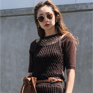 アメリヴィンテージ(Ameri VINTAGE)のMEDI CROCHET LAYERED KNIT(ニット/セーター)