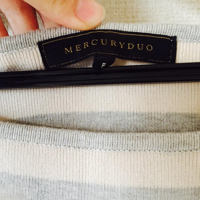 MERCURYDUO(マーキュリーデュオ)の太ボーダーPO オーガンジーワンピース レディースのワンピース(ひざ丈ワンピース)の商品写真