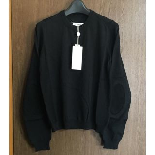 マルタンマルジェラ(Maison Martin Margiela)の黒M新品 メゾンマルジェラ レディース エルボーパッチ ニット オールブラック(ニット/セーター)