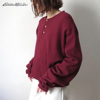 エディーバウアー(Eddie Bauer)の90s エディーバウアー ヘンリーネック Tシャツ ロンT 古着女子(Tシャツ(長袖/七分))