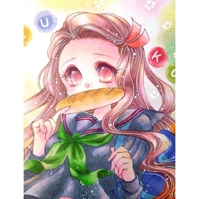 即購入ok ねずこ キメツ学園 竈門禰豆子 イラストオーダー 手描きイラストの通販 By かい S Shop ラクマ