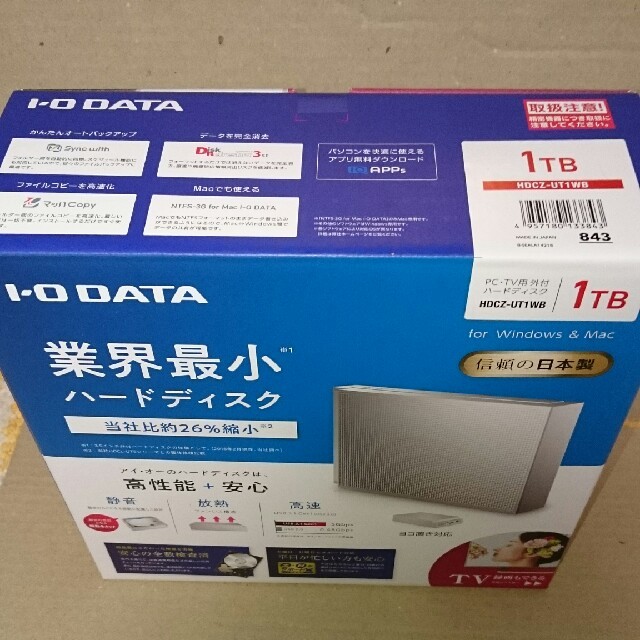 PC/タブレットアイオーデータ 外付けHDD 1TB HDCZ-UT1WB