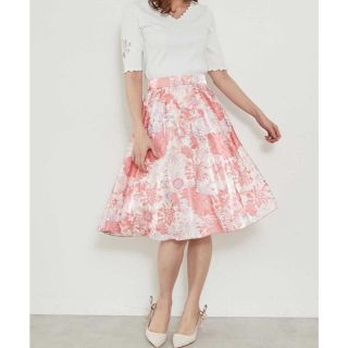 プロポーションボディドレッシング(PROPORTION BODY DRESSING)のお値下げ♡新品 プロポーションボディドレッシング フレアスカート ピンク花柄 Ｌ(ひざ丈スカート)