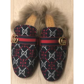 グッチ(Gucci)の【限定値下げ美品】グッチ 19クルーズ プリンスタウン GG ダイヤモンドファー(サンダル)