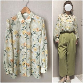 ロキエ(Lochie)のvintage 古着 花柄ブラウス 柄シャツ シアーシャツ 透け感(シャツ/ブラウス(長袖/七分))