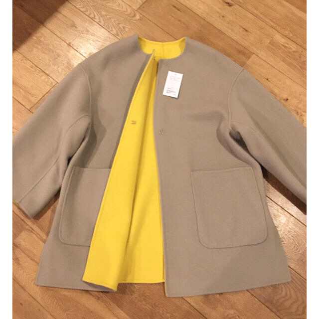 UNITED ARROWS(ユナイテッドアローズ)のアローズ　リバーバイカラーコート　美品 レディースのジャケット/アウター(ロングコート)の商品写真
