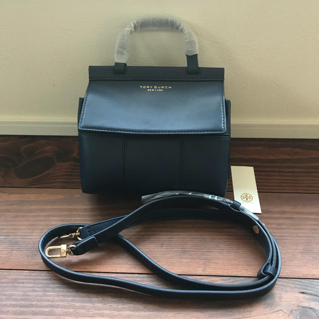 新品!TORY BURCH トリーバーチ ミニ サッチェル ショルダーバッグ 紺-