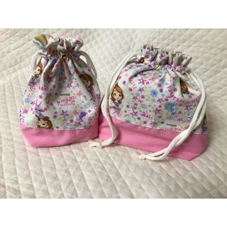 ハンドメイド　ソフィア　お弁当袋＆コップ袋　(外出用品)