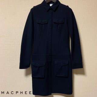 マカフィー(MACPHEE)の【美品】MACPHEE 膝丈ウールシャツワンピース(ひざ丈ワンピース)