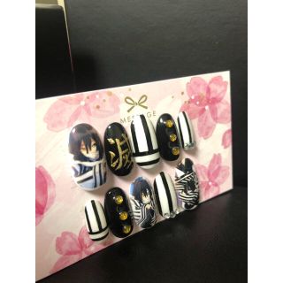 SOLD★確認用★鬼滅の刃　伊黒小芭内イメージネイル★接着テープ無料