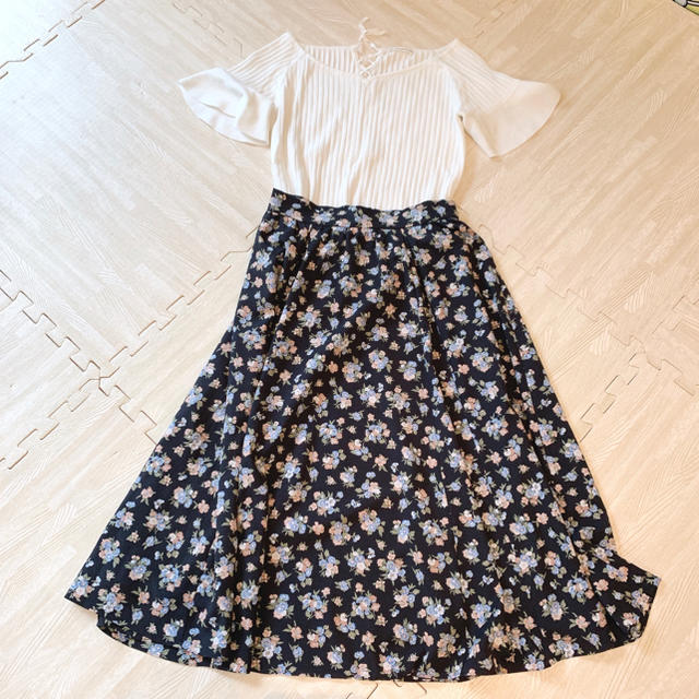 セット♡レッセパッセ♡花柄スカート♡ウィルセレクション♡半袖ニット♡